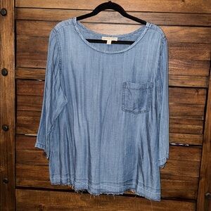 Casual Blue Denim Top
